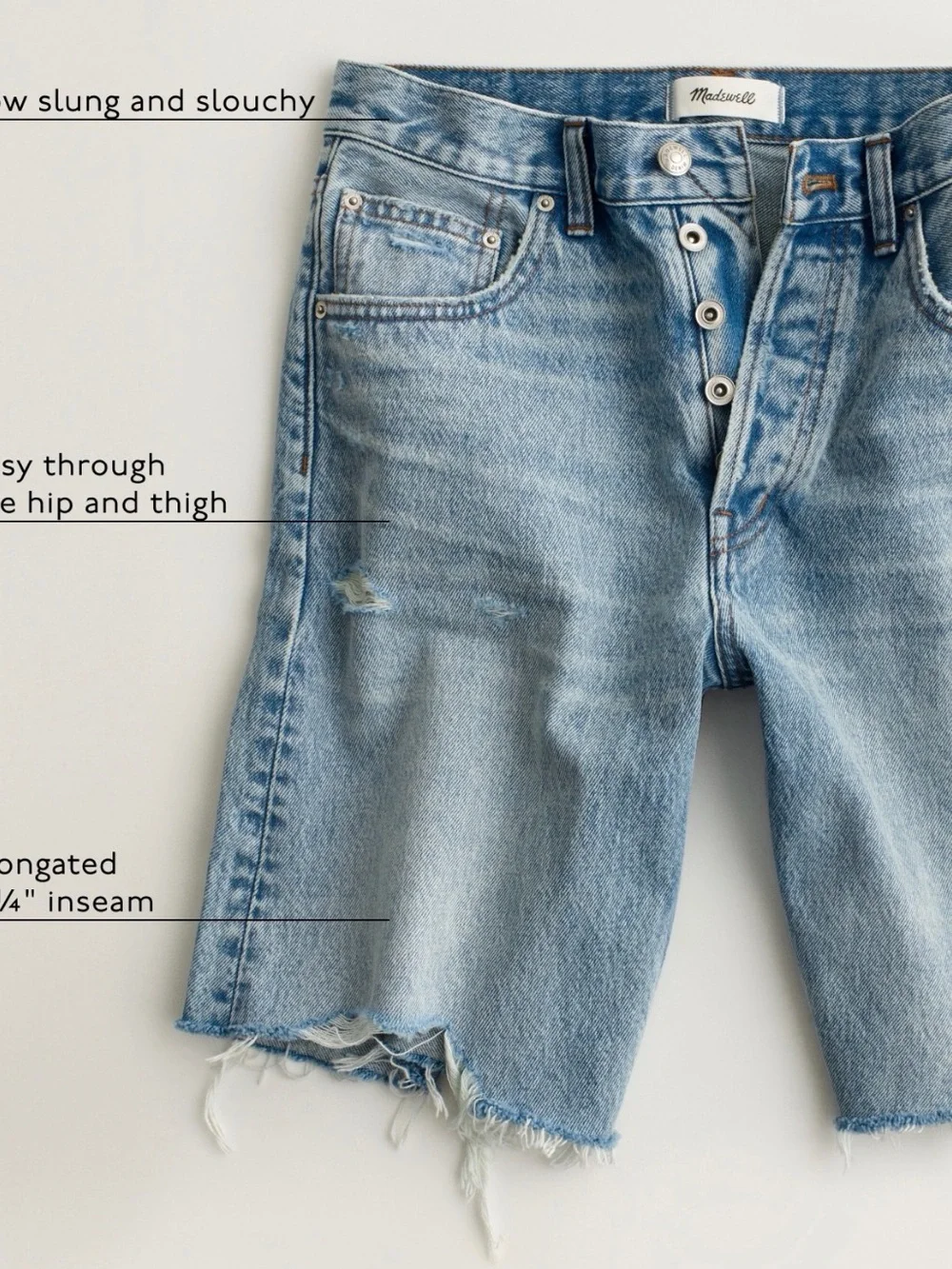 Madewell Essex Long Baggy Shorts Jorts in Londe Blue